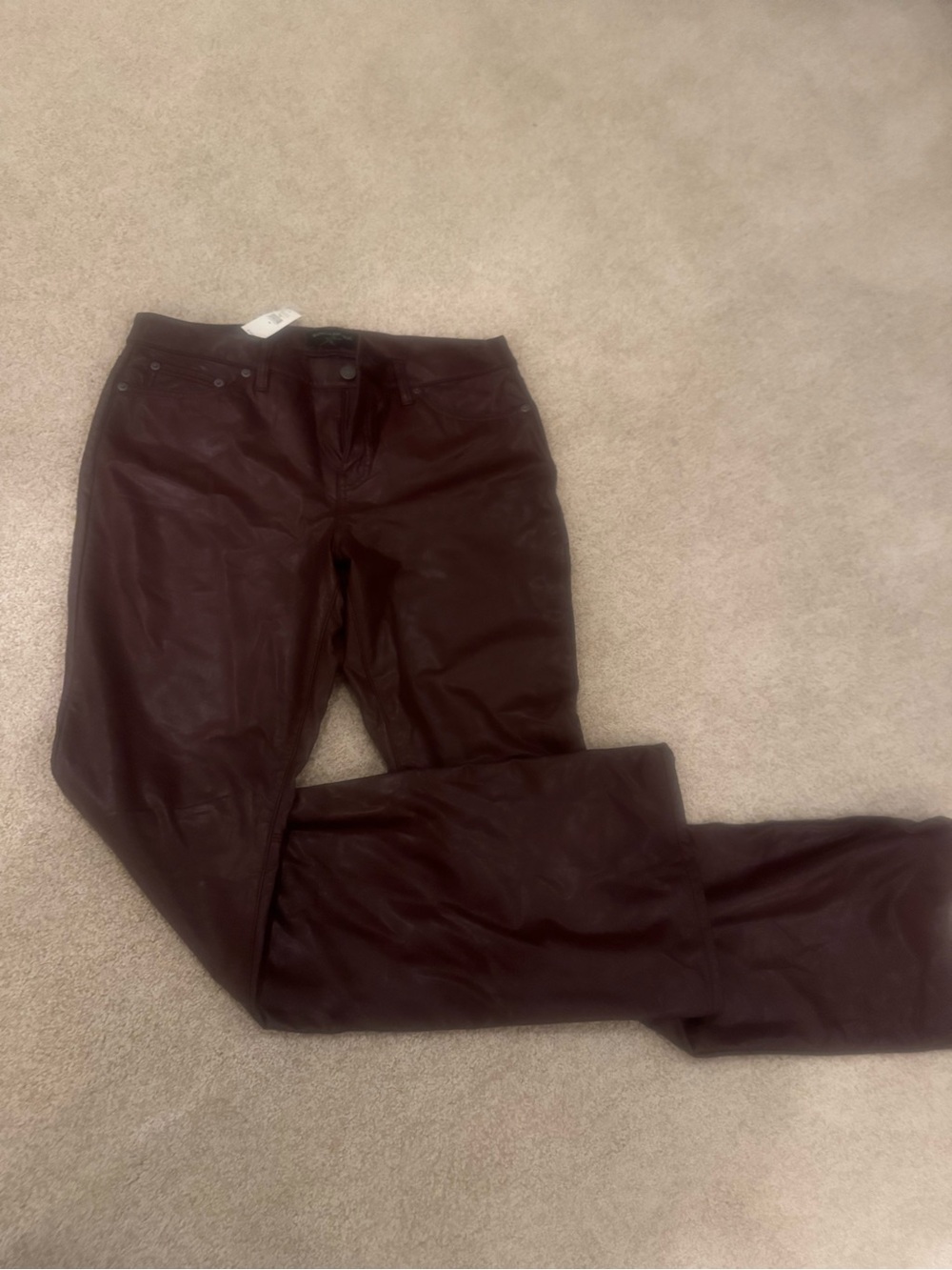 Banana Republic Straight-Leg Faux Leather Jeans in Deep Burgundy